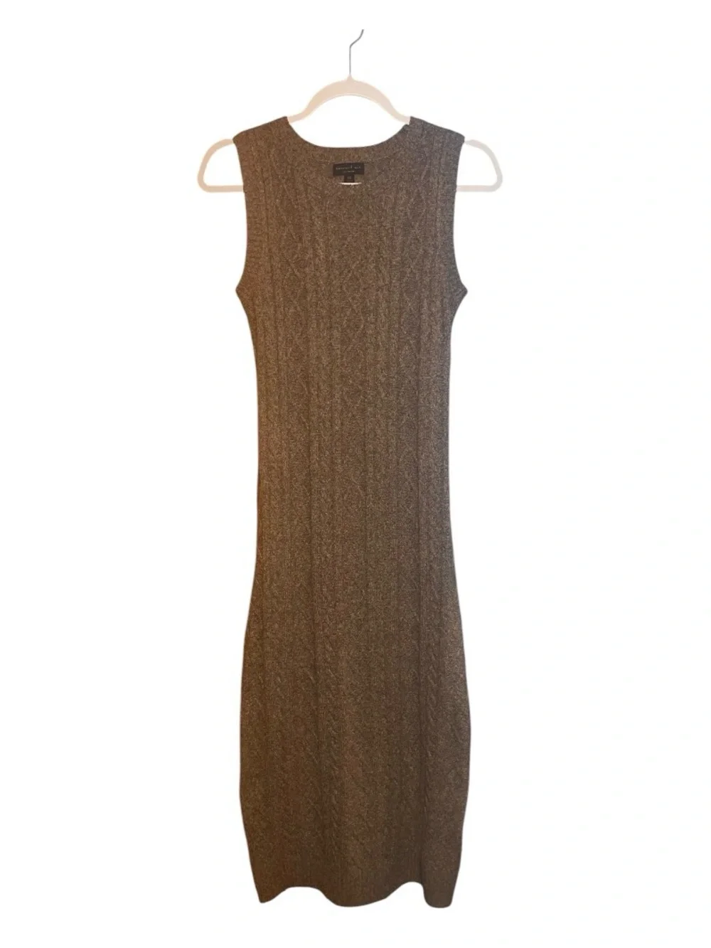 Current Air Sleeveless Cable-Knit Maxi Midi Dress in Brown